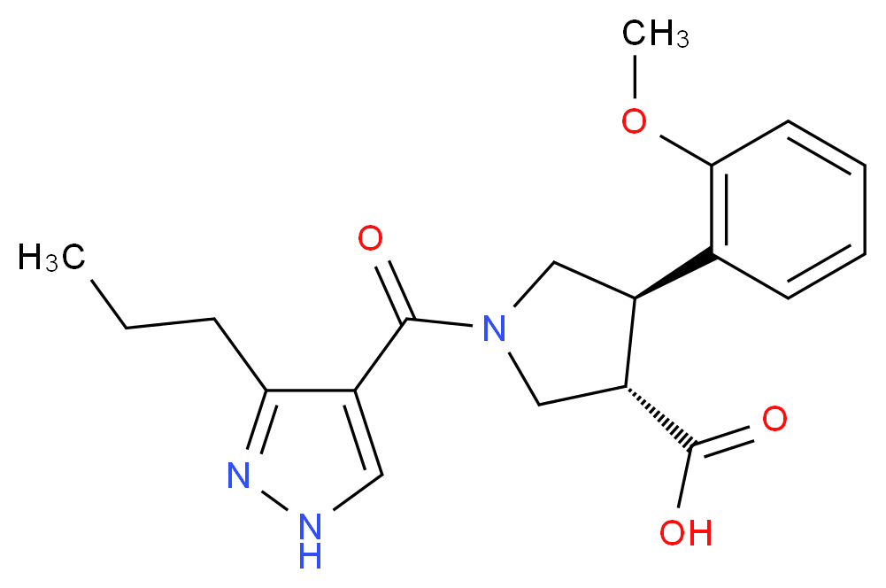 (3S*,4R*)-4-(2-methoxyphenyl)-1-[(3-propyl-1H-pyrazol-4-yl)carbonyl]pyrrolidine-3-carboxylic acid_分子结构_CAS_)