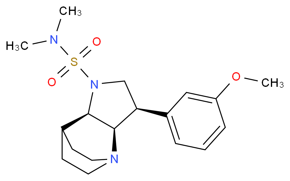 (3R*,3aR*,7aR*)-3-(3-methoxyphenyl)-N,N-dimethylhexahydro-4,7-ethanopyrrolo[3,2-b]pyridine-1(2H)-sulfonamide_分子结构_CAS_)