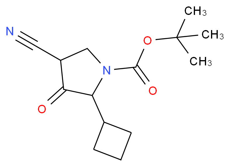 TERT-BUTYL 4-CYANO-2-CYCLOBUTYL-3-OXOPYRROLIDINE-1-CARBOXYLATE_分子结构_CAS_1196153-34-0)