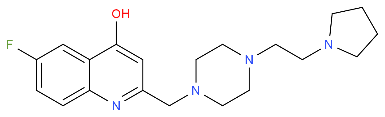 6-fluoro-2-{[4-(2-pyrrolidin-1-ylethyl)piperazin-1-yl]methyl}quinolin-4-ol_分子结构_CAS_)