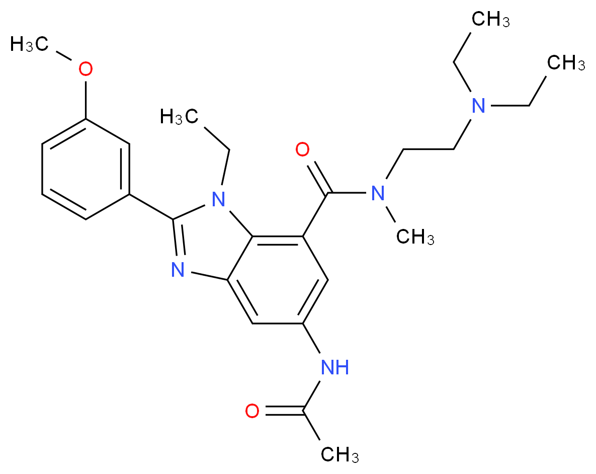 5-(acetylamino)-N-[2-(diethylamino)ethyl]-1-ethyl-2-(3-methoxyphenyl)-N-methyl-1H-benzimidazole-7-carboxamide_分子结构_CAS_)