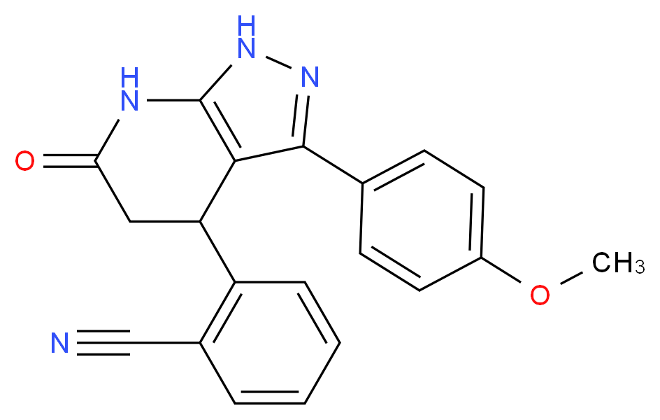 2-[3-(4-methoxyphenyl)-6-oxo-4,5,6,7-tetrahydro-1H-pyrazolo[3,4-b]pyridin-4-yl]benzonitrile_分子结构_CAS_)