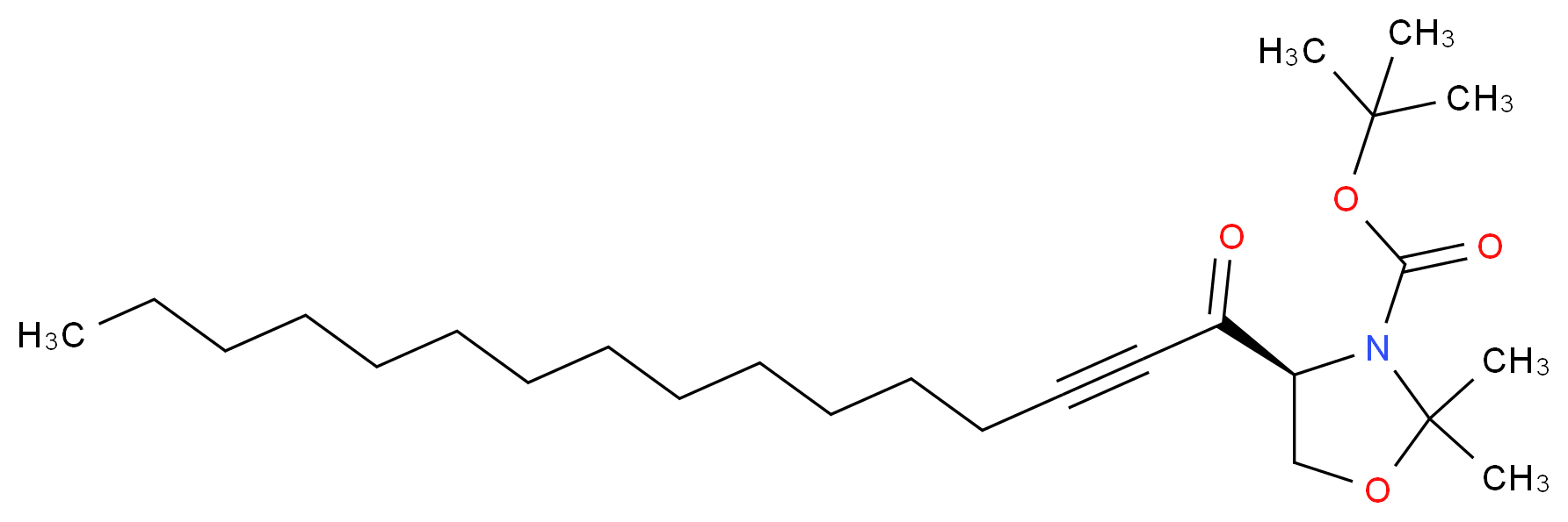 tert-butyl (4S)-4-(hexadec-2-ynoyl)-2,2-dimethyl-1,3-oxazolidine-3-carboxylate_分子结构_CAS_120005-55-2