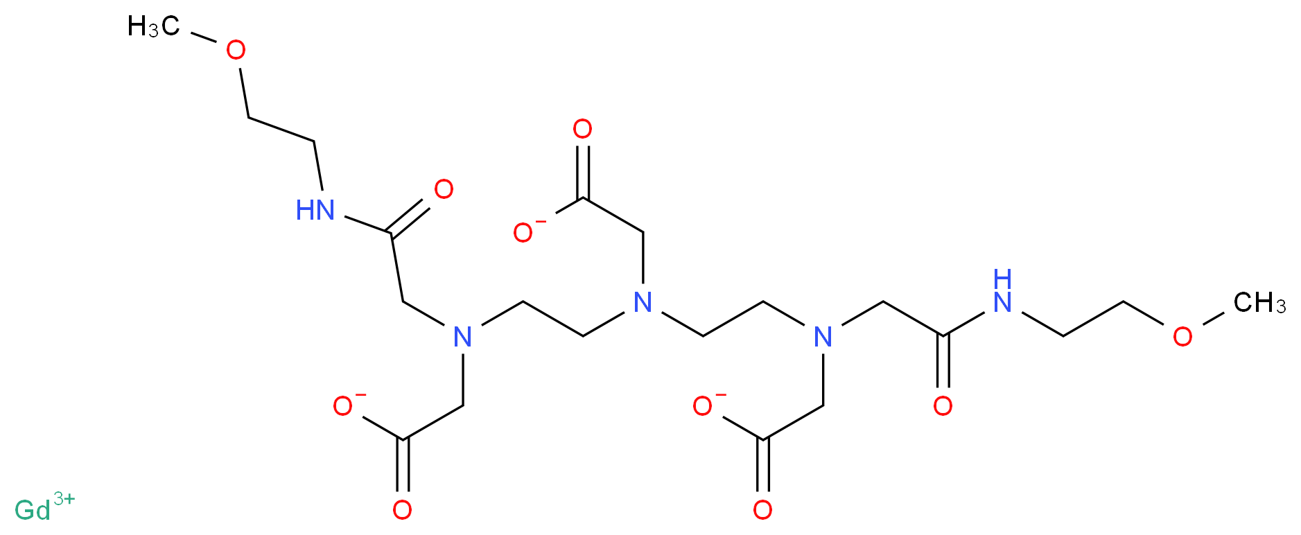 gadolinium(3+) ion 2-[bis({2-[(carboxylatomethyl)({[(2-methoxyethyl)carbamoyl]methyl})amino]ethyl})amino]acetate_分子结构_CAS_131069-91-5