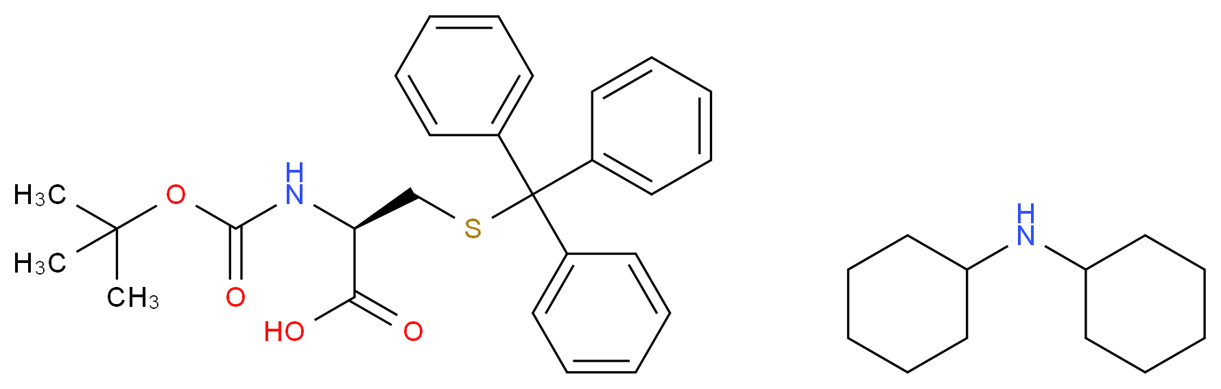 (2R)-2-{[(tert-butoxy)carbonyl]amino}-3-[(triphenylmethyl)sulfanyl]propanoic acid; N-cyclohexylcyclohexanamine_分子结构_CAS_26988-59-0