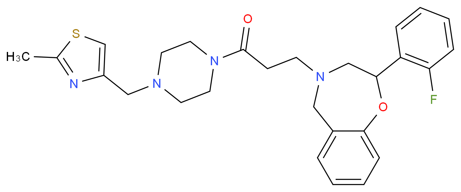 2-(2-fluorophenyl)-4-(3-{4-[(2-methyl-1,3-thiazol-4-yl)methyl]-1-piperazinyl}-3-oxopropyl)-2,3,4,5-tetrahydro-1,4-benzoxazepine_分子结构_CAS_)