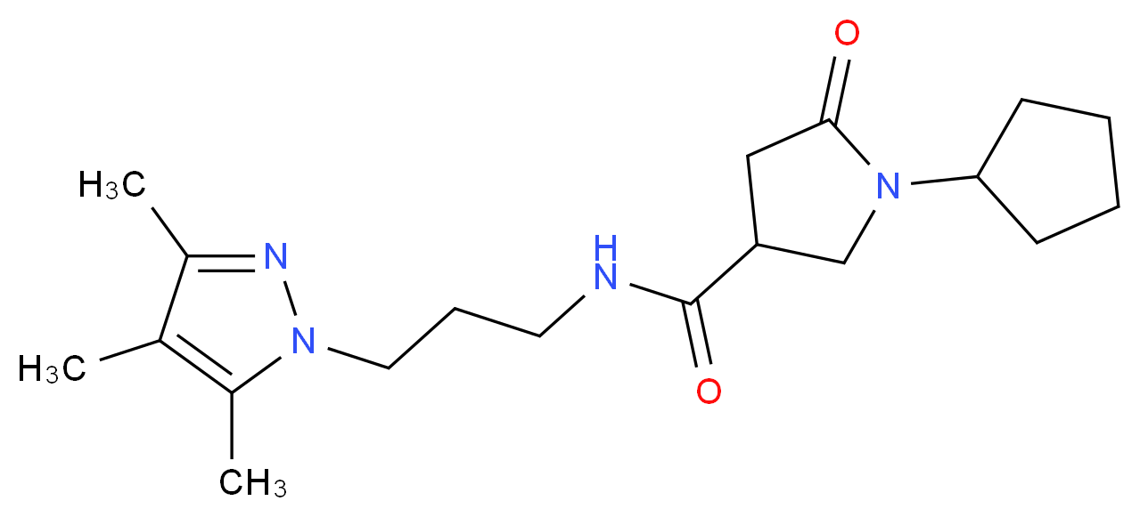 1-cyclopentyl-5-oxo-N-[3-(3,4,5-trimethyl-1H-pyrazol-1-yl)propyl]-3-pyrrolidinecarboxamide_分子结构_CAS_)
