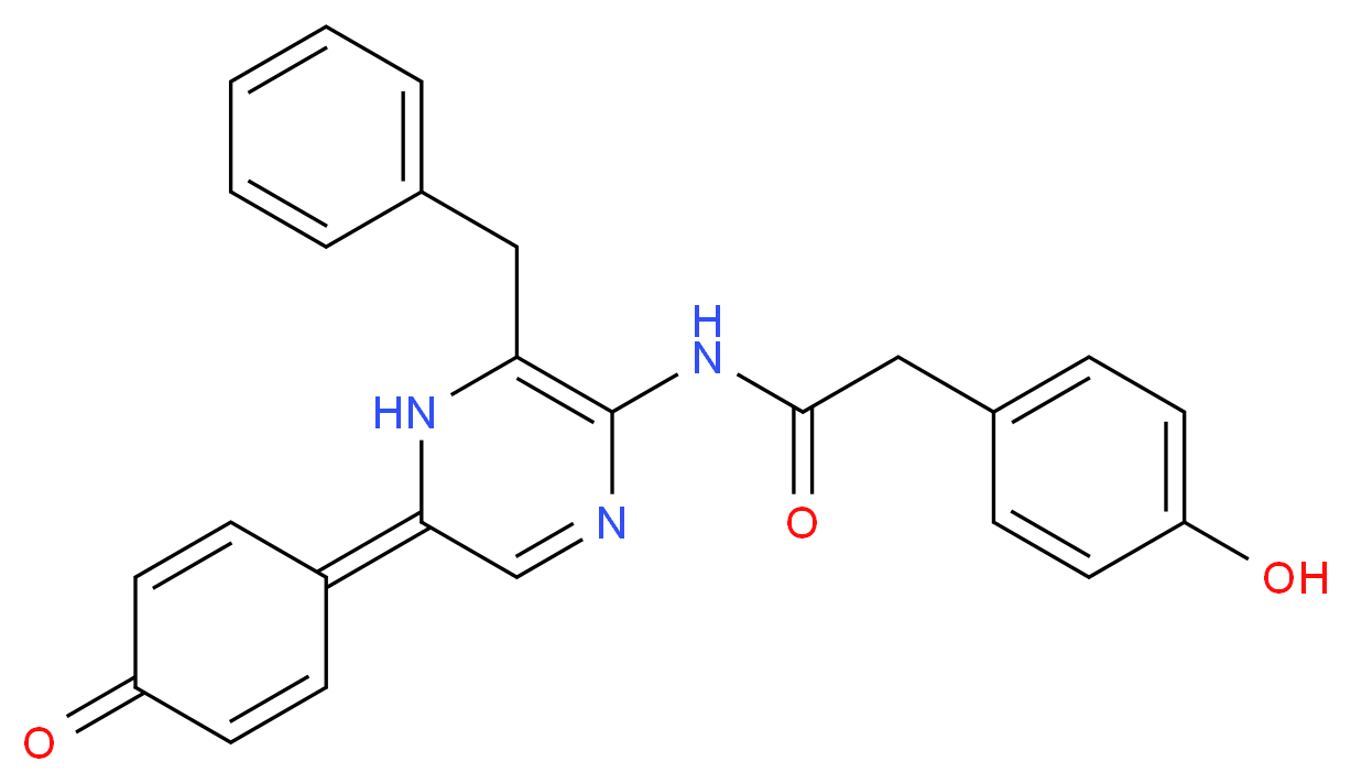 N-[3-benzyl-5-(4-oxocyclohexa-2,5-dien-1-ylidene)-4,5-dihydropyrazin-2-yl]-2-(4-hydroxyphenyl)acetamide_分子结构_CAS_50611-86-4