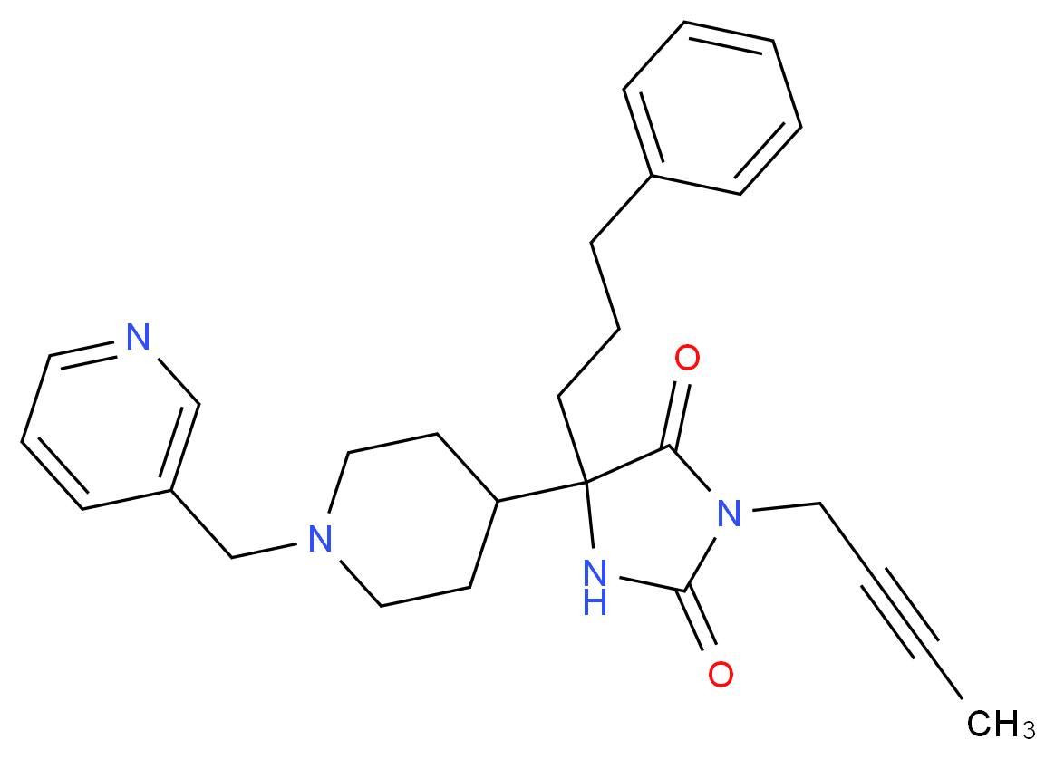 3-(2-butyn-1-yl)-5-(3-phenylpropyl)-5-[1-(3-pyridinylmethyl)-4-piperidinyl]-2,4-imidazolidinedione_分子结构_CAS_)