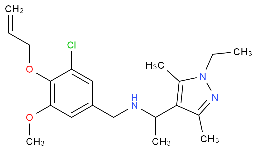 N-[4-(allyloxy)-3-chloro-5-methoxybenzyl]-1-(1-ethyl-3,5-dimethyl-1H-pyrazol-4-yl)ethanamine_分子结构_CAS_)