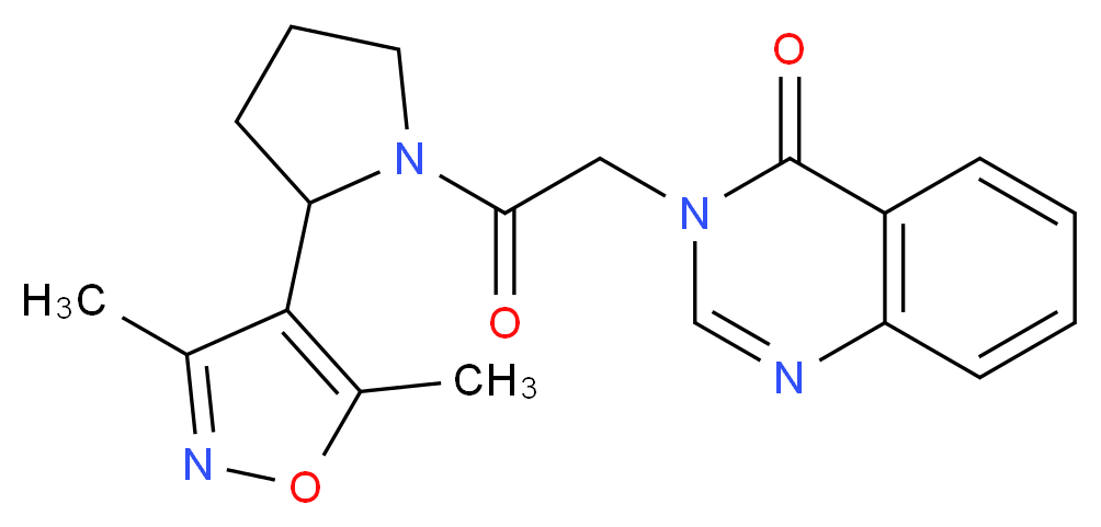 3-{2-[2-(3,5-dimethyl-4-isoxazolyl)-1-pyrrolidinyl]-2-oxoethyl}-4(3H)-quinazolinone_分子结构_CAS_)