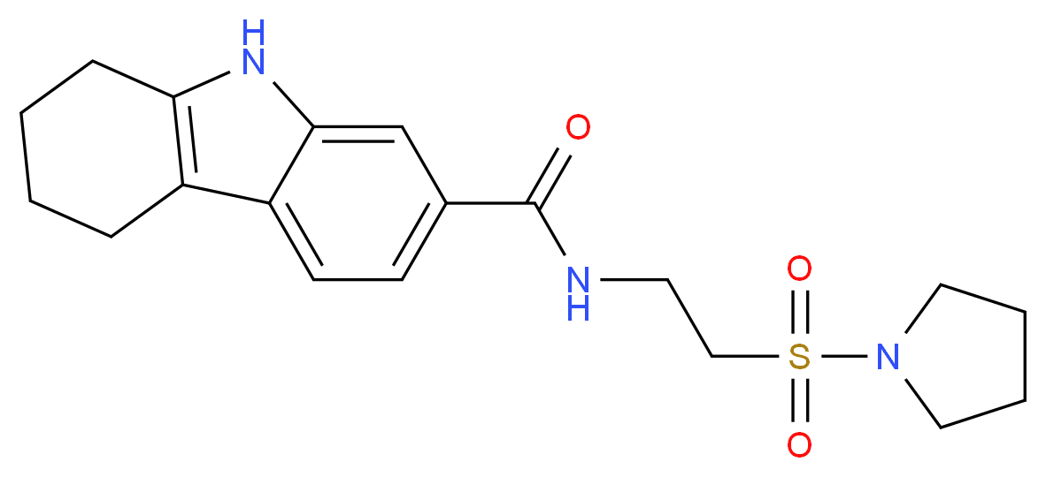 N-[2-(pyrrolidin-1-ylsulfonyl)ethyl]-2,3,4,9-tetrahydro-1H-carbazole-7-carboxamide_分子结构_CAS_)