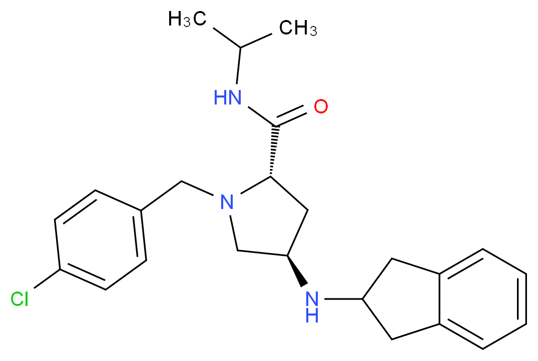 (4R)-1-(4-chlorobenzyl)-4-(2,3-dihydro-1H-inden-2-ylamino)-N-isopropyl-L-prolinamide_分子结构_CAS_)