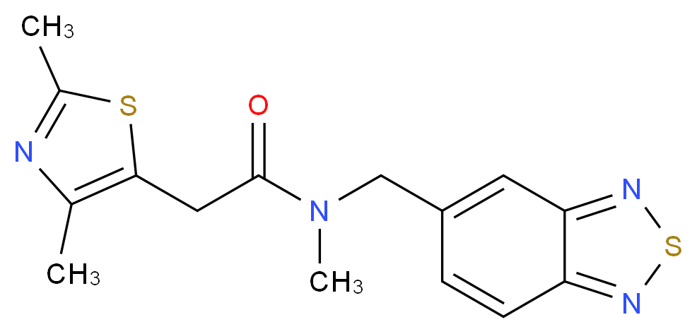 N-(2,1,3-benzothiadiazol-5-ylmethyl)-2-(2,4-dimethyl-1,3-thiazol-5-yl)-N-methylacetamide_分子结构_CAS_)