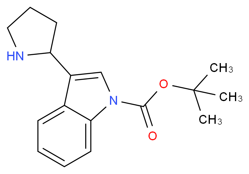 tert-butyl 3-(pyrrolidin-2-yl)-1H-indole-1-carboxylate_分子结构_CAS_885272-31-1
