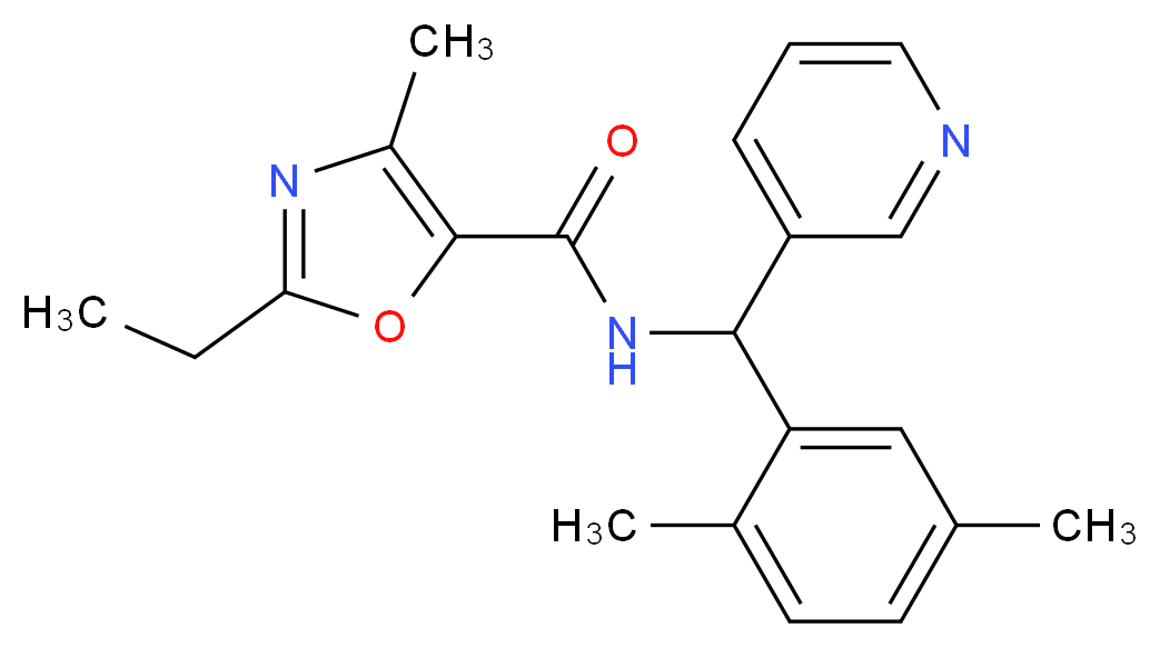 N-[(2,5-dimethylphenyl)(pyridin-3-yl)methyl]-2-ethyl-4-methyl-1,3-oxazole-5-carboxamide_分子结构_CAS_)