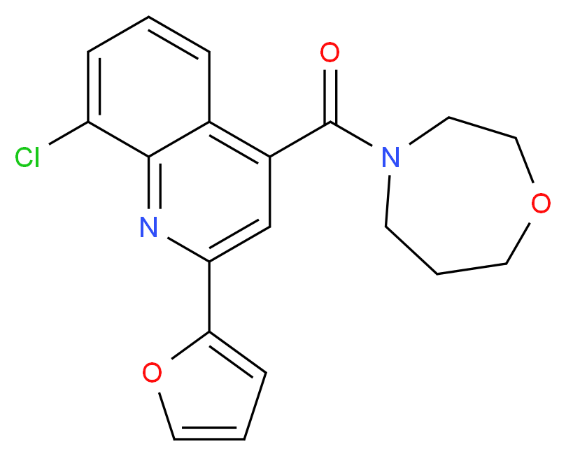 8-chloro-2-(2-furyl)-4-(1,4-oxazepan-4-ylcarbonyl)quinoline_分子结构_CAS_)