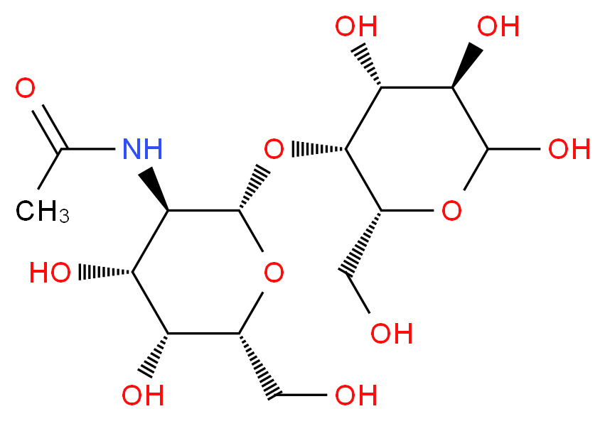 N-[(2S,3R,4R,5R,6R)-4,5-dihydroxy-6-(hydroxymethyl)-2-{[(2R,3R,4R,5R)-4,5,6-trihydroxy-2-(hydroxymethyl)oxan-3-yl]oxy}oxan-3-yl]acetamide_分子结构_CAS_34621-75-5