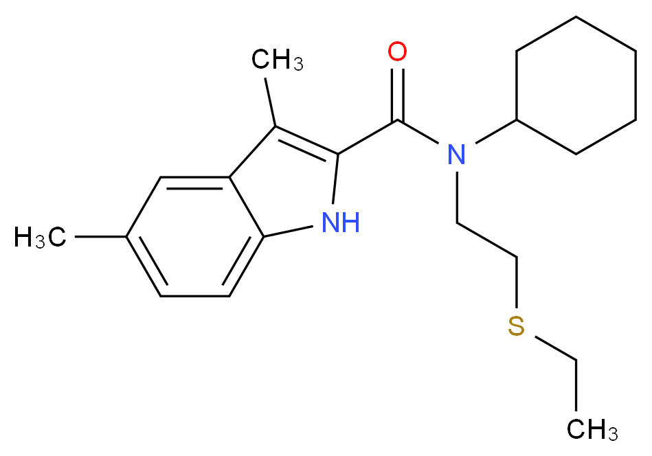 N-cyclohexyl-N-[2-(ethylthio)ethyl]-3,5-dimethyl-1H-indole-2-carboxamide_分子结构_CAS_)