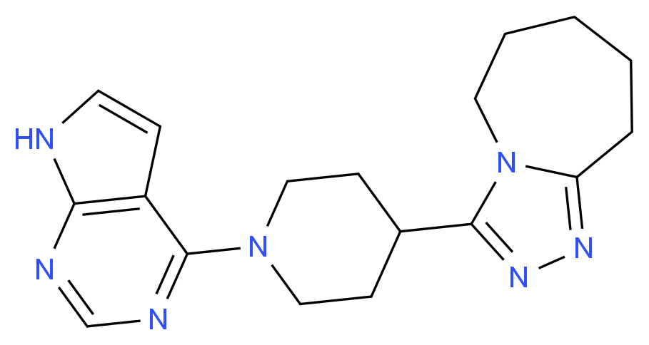 3-[1-(7H-pyrrolo[2,3-d]pyrimidin-4-yl)-4-piperidinyl]-6,7,8,9-tetrahydro-5H-[1,2,4]triazolo[4,3-a]azepine_分子结构_CAS_)
