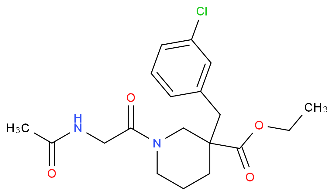 ethyl 1-(N-acetylglycyl)-3-(3-chlorobenzyl)-3-piperidinecarboxylate_分子结构_CAS_)
