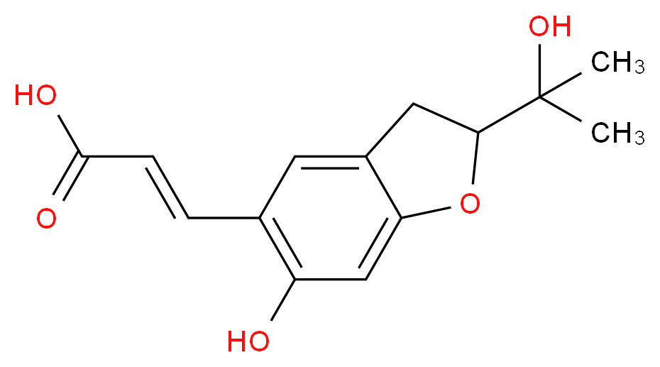 (2E)-3-[6-hydroxy-2-(2-hydroxypropan-2-yl)-2,3-dihydro-1-benzofuran-5-yl]prop-2-enoic acid_分子结构_CAS_6544-81-6