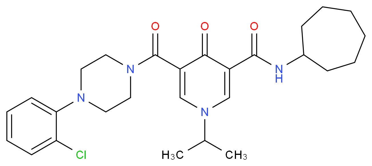 5-{[4-(2-chlorophenyl)-1-piperazinyl]carbonyl}-N-cycloheptyl-1-isopropyl-4-oxo-1,4-dihydro-3-pyridinecarboxamide_分子结构_CAS_)