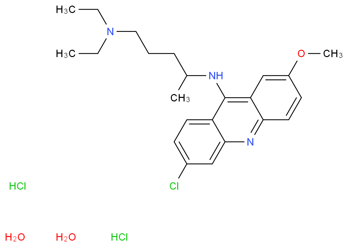 N4-(6-chloro-2-methoxyacridin-9-yl)-N1,N1-diethylpentane-1,4-diamine dihydrochloride dihydrate_分子结构_CAS_)