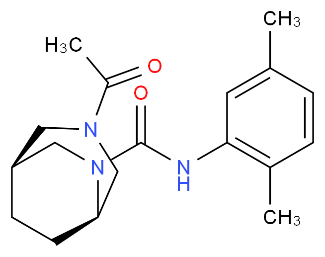 (1S*,5R*)-3-acetyl-N-(2,5-dimethylphenyl)-3,6-diazabicyclo[3.2.2]nonane-6-carboxamide_分子结构_CAS_)