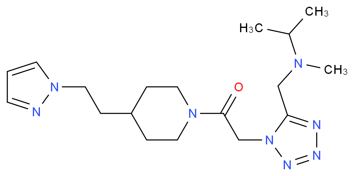 N-methyl-N-{[1-(2-oxo-2-{4-[2-(1H-pyrazol-1-yl)ethyl]piperidin-1-yl}ethyl)-1H-tetrazol-5-yl]methyl}propan-2-amine_分子结构_CAS_)