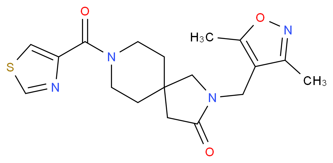 2-[(3,5-dimethyl-4-isoxazolyl)methyl]-8-(1,3-thiazol-4-ylcarbonyl)-2,8-diazaspiro[4.5]decan-3-one_分子结构_CAS_)