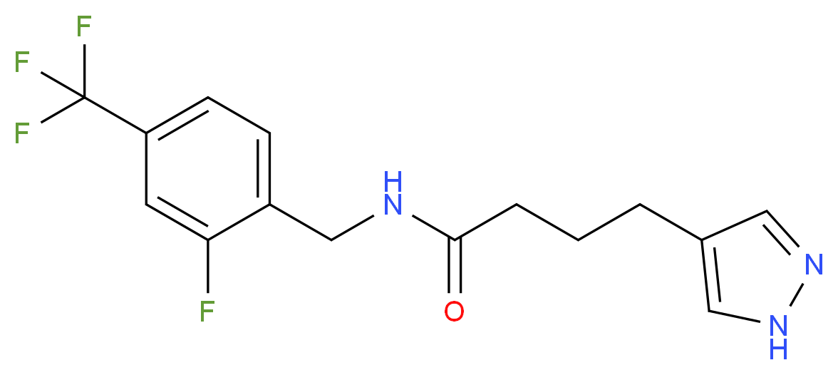 N-[2-fluoro-4-(trifluoromethyl)benzyl]-4-(1H-pyrazol-4-yl)butanamide_分子结构_CAS_)