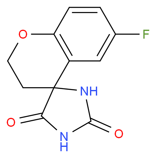 2,3-Dihydro-6-fluoro-2H',5H'-spiro[chromene-4,4'-imidazolidine]-2',5'-dione_分子结构_CAS_69684-83-9)