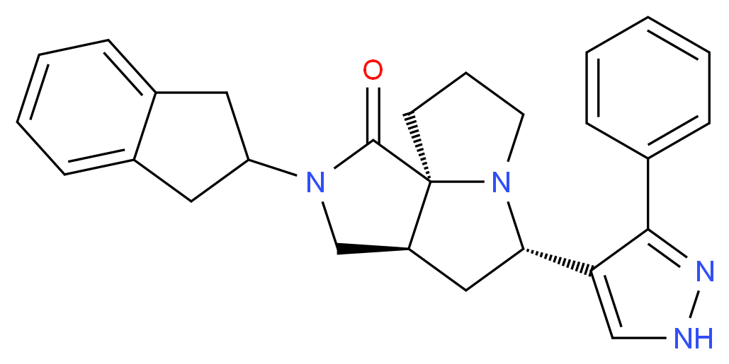 (3aS*,5S*,9aS*)-2-(2,3-dihydro-1H-inden-2-yl)-5-(3-phenyl-1H-pyrazol-4-yl)hexahydro-7H-pyrrolo[3,4-g]pyrrolizin-1(2H)-one_分子结构_CAS_)