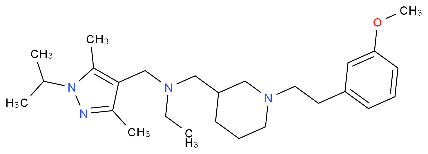 N-[(1-isopropyl-3,5-dimethyl-1H-pyrazol-4-yl)methyl]-N-({1-[2-(3-methoxyphenyl)ethyl]-3-piperidinyl}methyl)ethanamine_分子结构_CAS_)