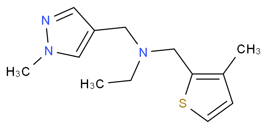 N-[(1-methyl-1H-pyrazol-4-yl)methyl]-N-[(3-methyl-2-thienyl)methyl]ethanamine_分子结构_CAS_)