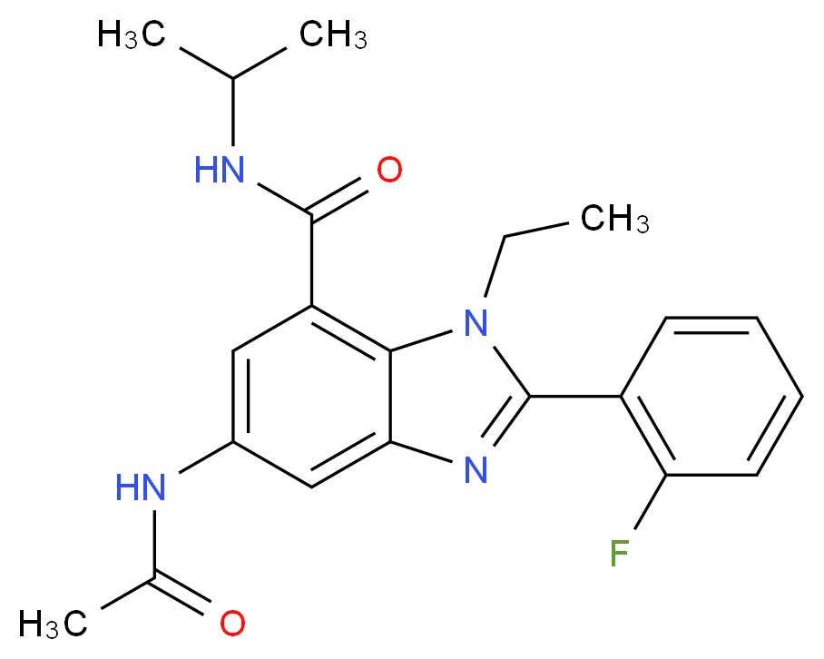 5-(acetylamino)-1-ethyl-2-(2-fluorophenyl)-N-isopropyl-1H-benzimidazole-7-carboxamide_分子结构_CAS_)