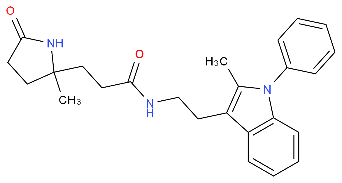 3-(2-methyl-5-oxo-2-pyrrolidinyl)-N-[2-(2-methyl-1-phenyl-1H-indol-3-yl)ethyl]propanamide_分子结构_CAS_)