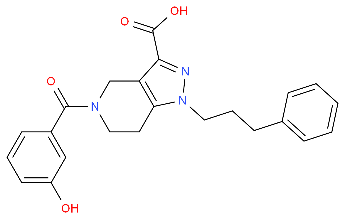 5-(3-hydroxybenzoyl)-1-(3-phenylpropyl)-4,5,6,7-tetrahydro-1H-pyrazolo[4,3-c]pyridine-3-carboxylic acid_分子结构_CAS_)