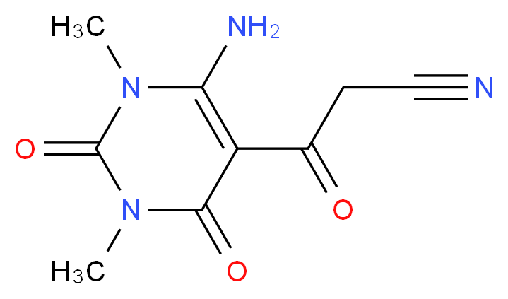 3-(6-amino-1,3-dimethyl-2,4-dioxo-1,2,3,4-tetrahydropyrimidin-5-yl)-3-oxopropanenitrile_分子结构_CAS_112735-05-4