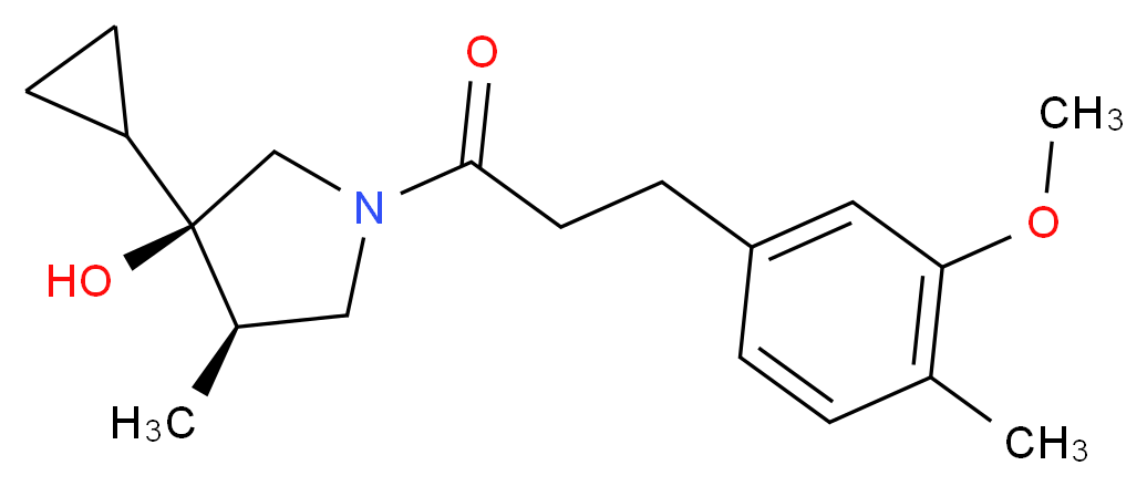 (3R*,4R*)-3-cyclopropyl-1-[3-(3-methoxy-4-methylphenyl)propanoyl]-4-methyl-3-pyrrolidinol_分子结构_CAS_)