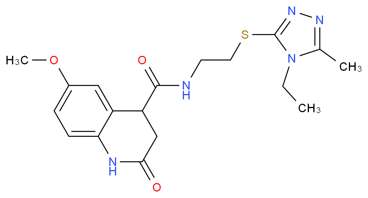 N-{2-[(4-ethyl-5-methyl-4H-1,2,4-triazol-3-yl)thio]ethyl}-6-methoxy-2-oxo-1,2,3,4-tetrahydro-4-quinolinecarboxamide_分子结构_CAS_)