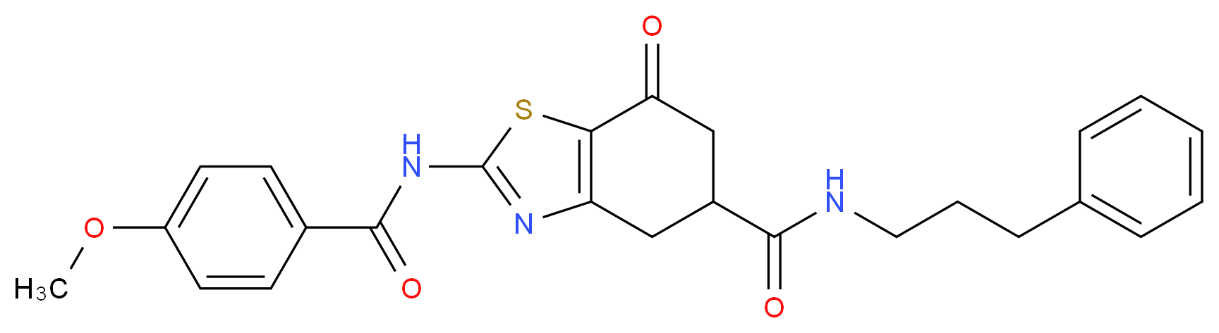 2-[(4-methoxybenzoyl)amino]-7-oxo-N-(3-phenylpropyl)-4,5,6,7-tetrahydro-1,3-benzothiazole-5-carboxamide_分子结构_CAS_)
