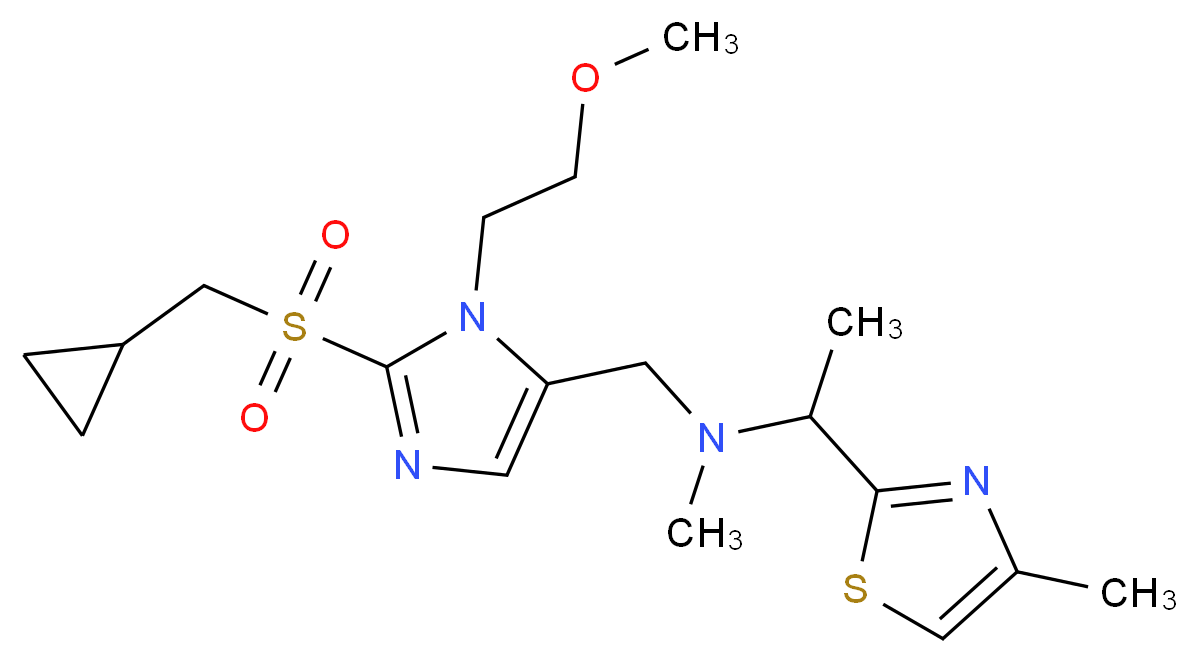 N-{[2-[(cyclopropylmethyl)sulfonyl]-1-(2-methoxyethyl)-1H-imidazol-5-yl]methyl}-N-methyl-1-(4-methyl-1,3-thiazol-2-yl)ethanamine_分子结构_CAS_)