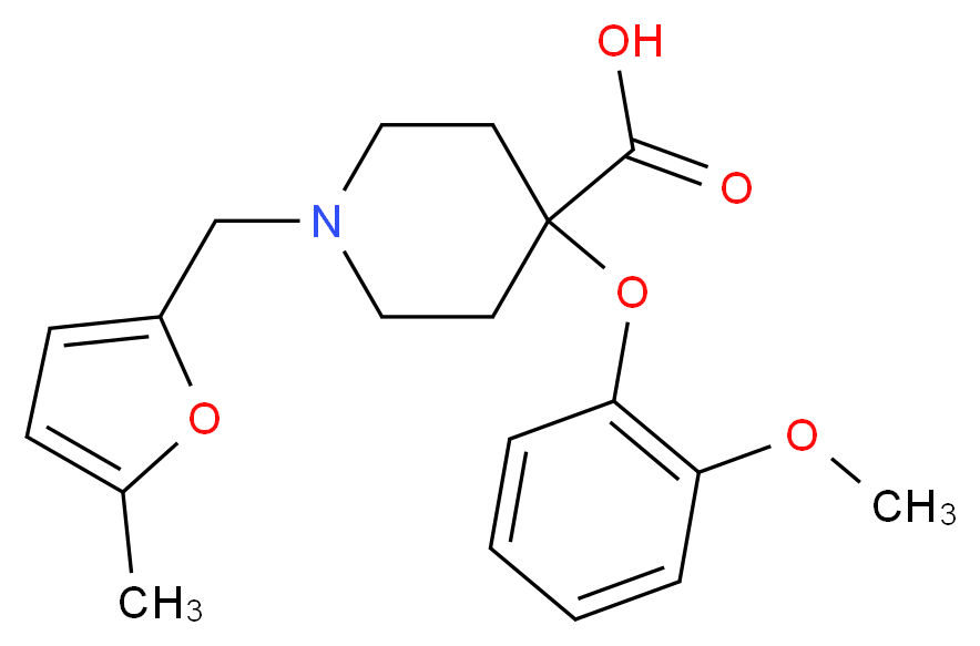 4-(2-methoxyphenoxy)-1-[(5-methyl-2-furyl)methyl]piperidine-4-carboxylic acid_分子结构_CAS_)