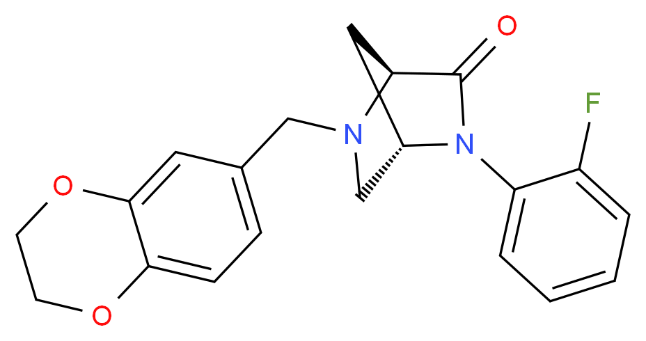 (1S*,4S*)-5-(2,3-dihydro-1,4-benzodioxin-6-ylmethyl)-2-(2-fluorophenyl)-2,5-diazabicyclo[2.2.1]heptan-3-one_分子结构_CAS_)