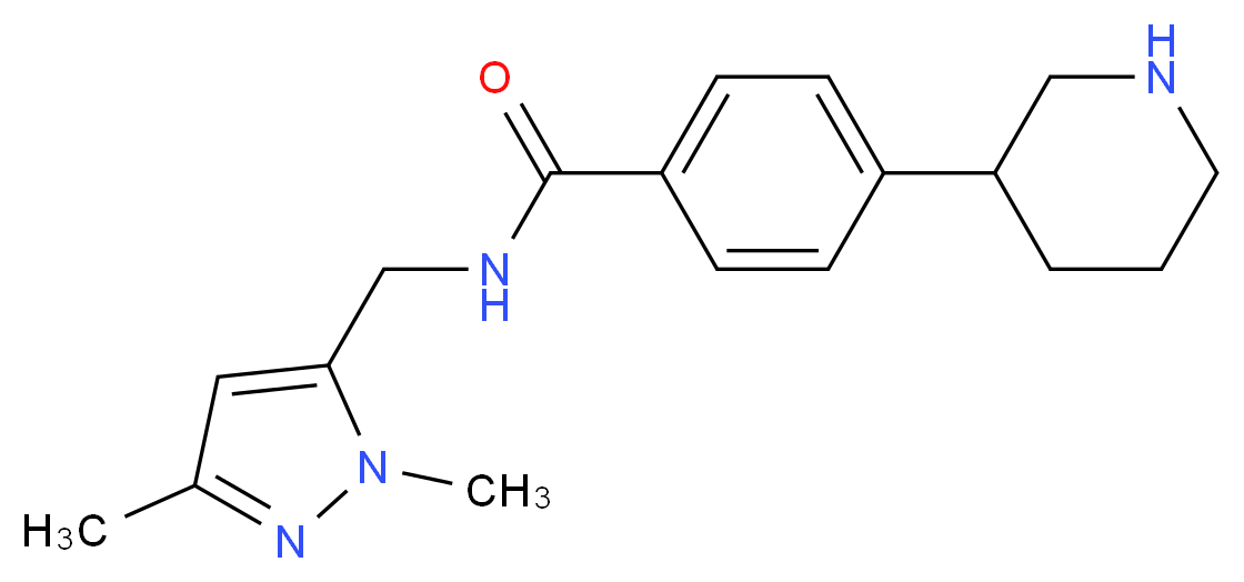 N-[(1,3-dimethyl-1H-pyrazol-5-yl)methyl]-4-piperidin-3-ylbenzamide_分子结构_CAS_)