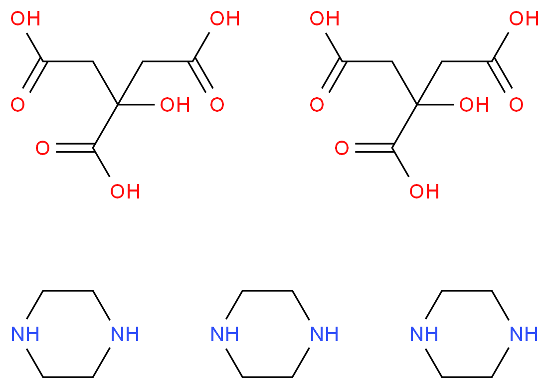 柠檬酸 倍半哌嗪盐 水合物_分子结构_CAS_144-29-6(anhydrous))