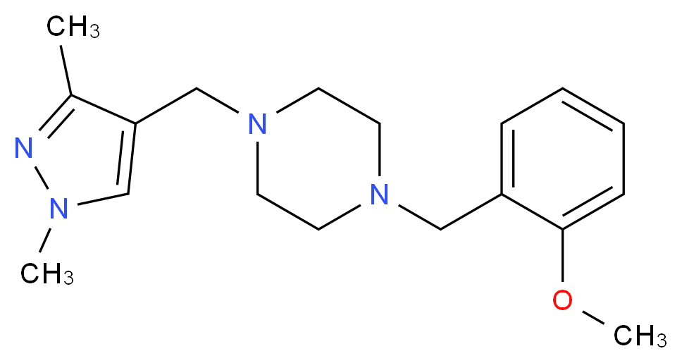 1-[(1,3-dimethyl-1H-pyrazol-4-yl)methyl]-4-(2-methoxybenzyl)piperazine_分子结构_CAS_)