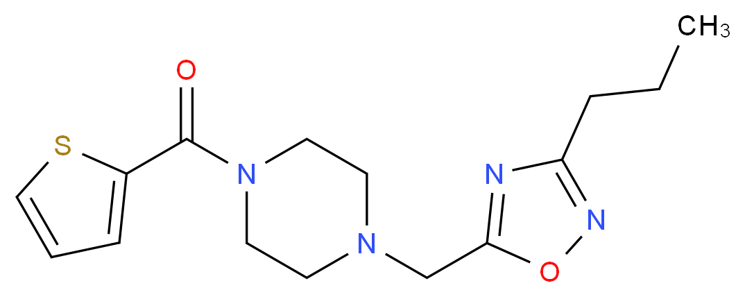 1-[(3-propyl-1,2,4-oxadiazol-5-yl)methyl]-4-(2-thienylcarbonyl)piperazine_分子结构_CAS_)